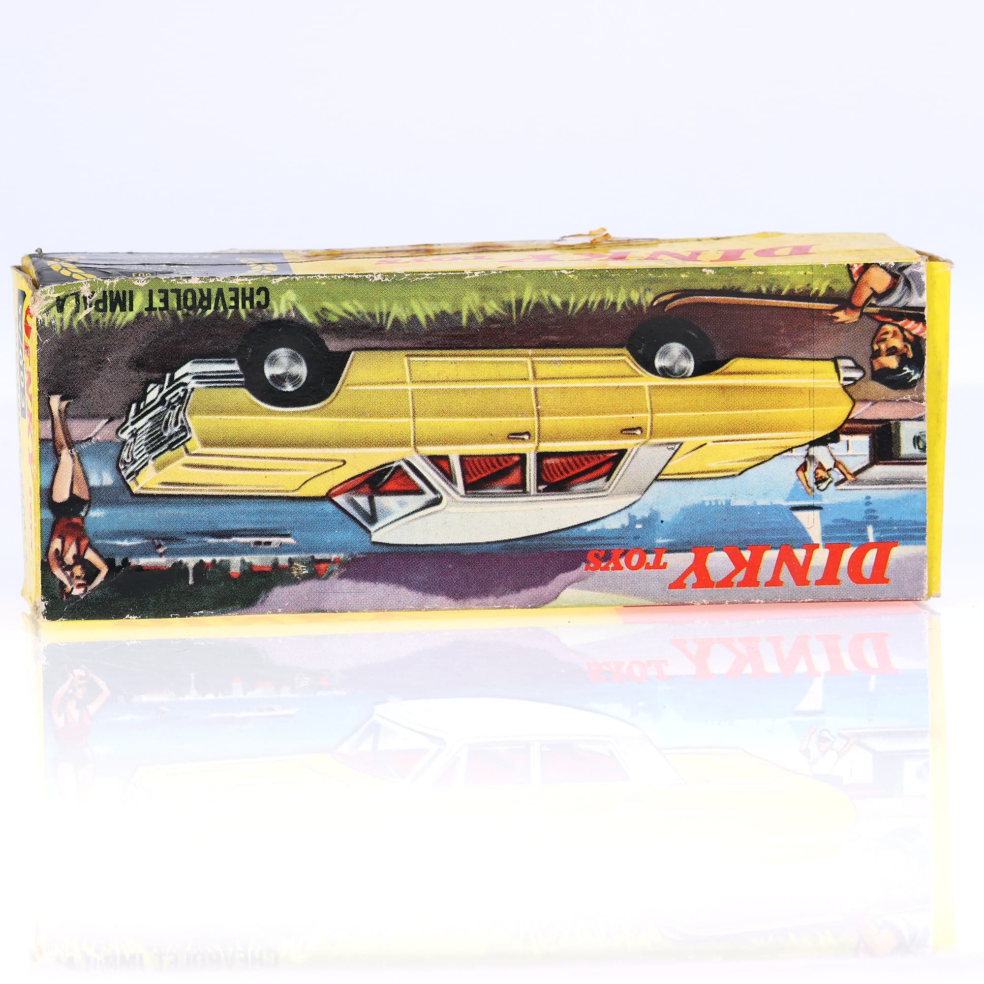 Dinky Toys Hong Kong 57/003 Chevrolet Impala 1/42 Jaune avec boîte — miniature 13