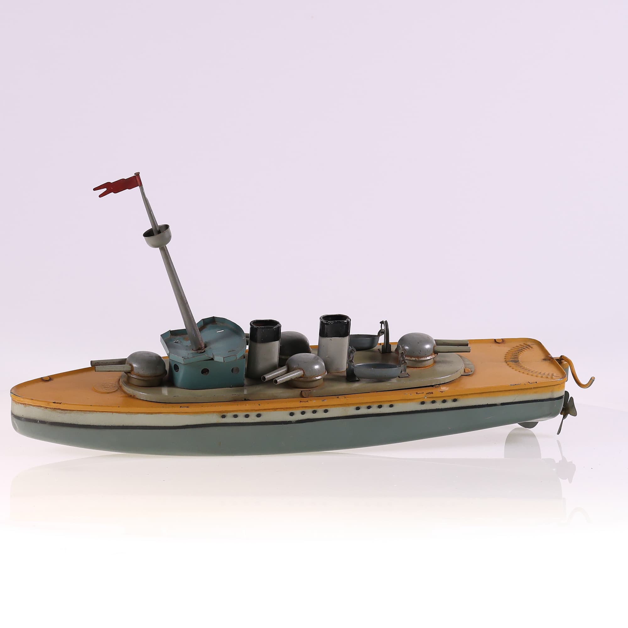 JEP bateau croiseur militaire mécanique Jouet ancien 43 cm RARE